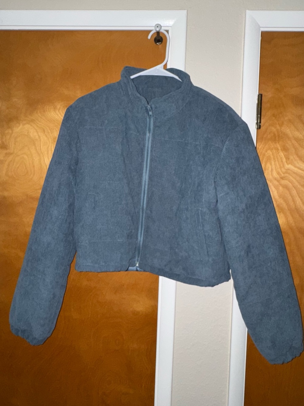 SHEIN Blue Corduroy Puffer Jacket